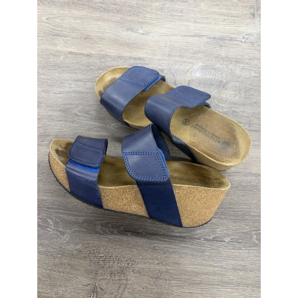 Eric Michael Lily Navy 2-Strap Cork Wedge Heel Sandal EU sizes 36